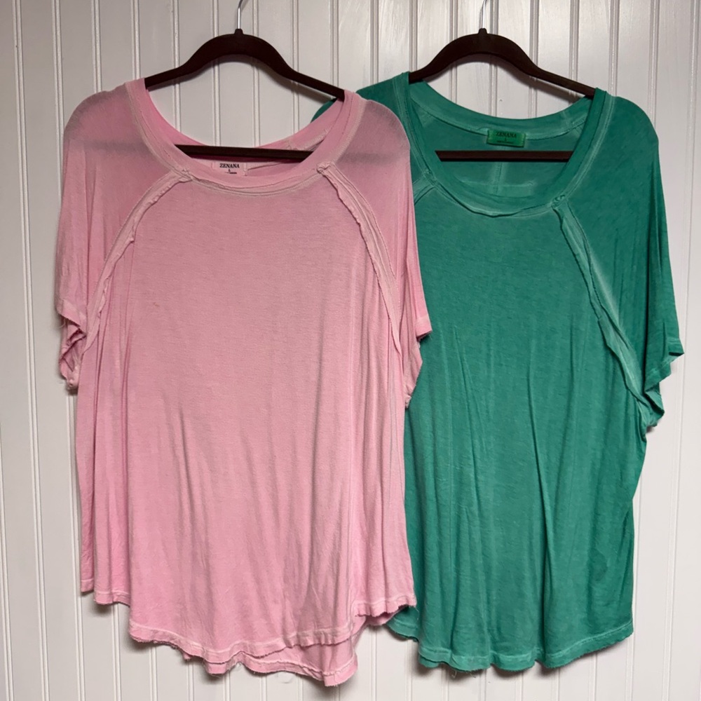 Women's Pink and Green Tops